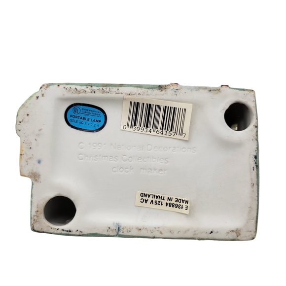 Vtg Americana Porcelain Lighted Christmas Village Clock Maker Shop Colle… - Picture 13 of 15